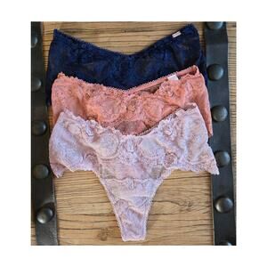 Victoria's Secret High Rise Wide Side Thong Bundle sz M New